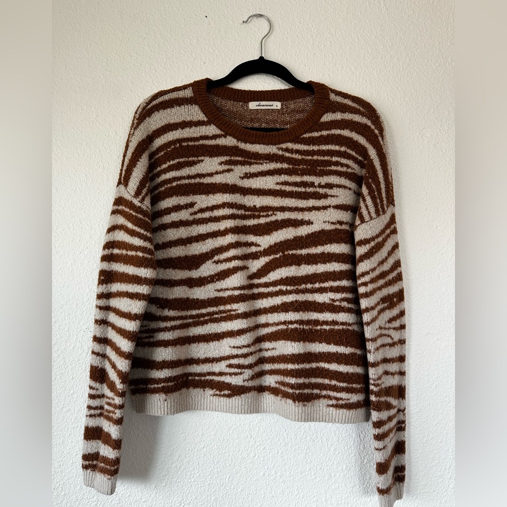 Olivaceous Brown & Cream Zebra Print Sweater